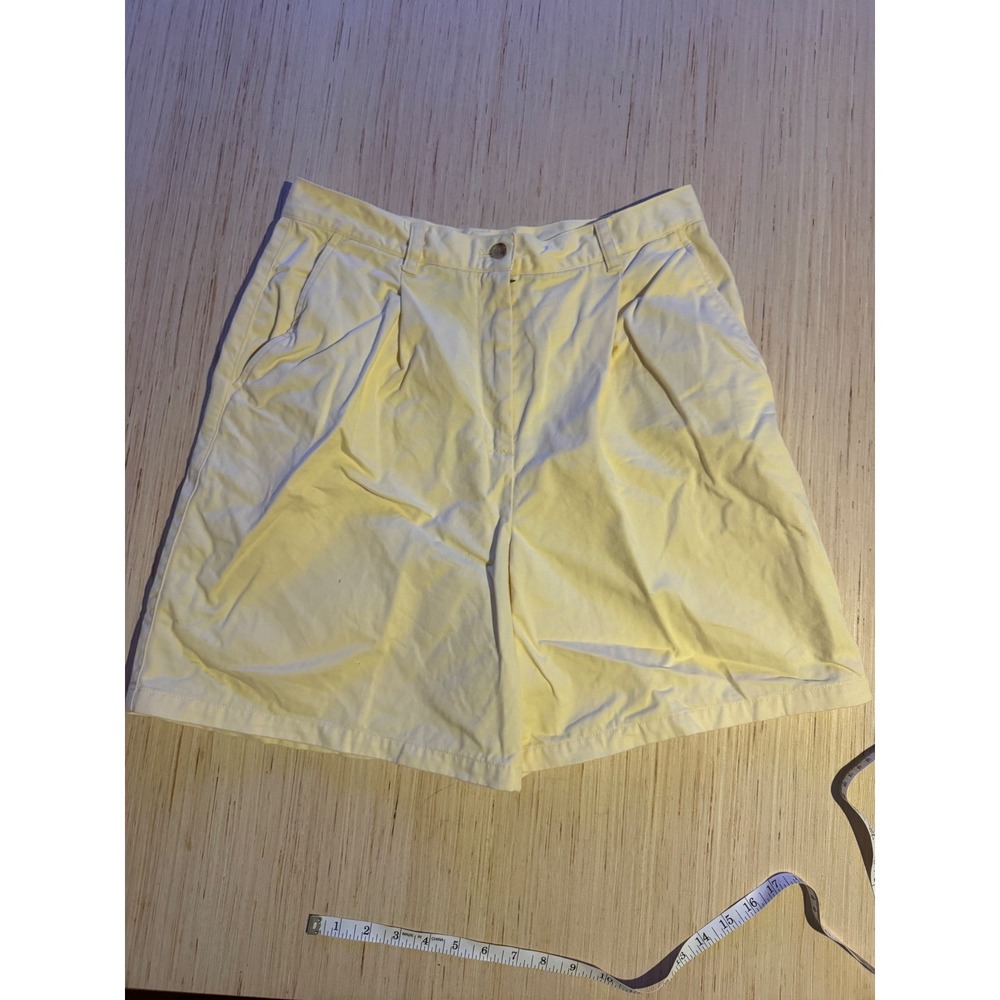 Lauren Ralph Lauren Yellow Pleated High Waisted Cotton Shorts 12 26